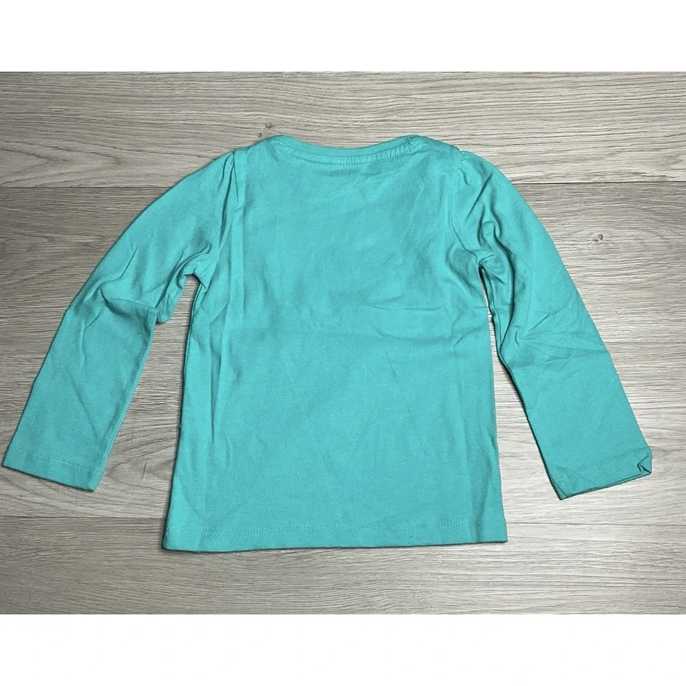 Gymboree Girls Teal Sequin Bonjour Graphic Long Sleeve Tee‎ Shirt 2T NWT